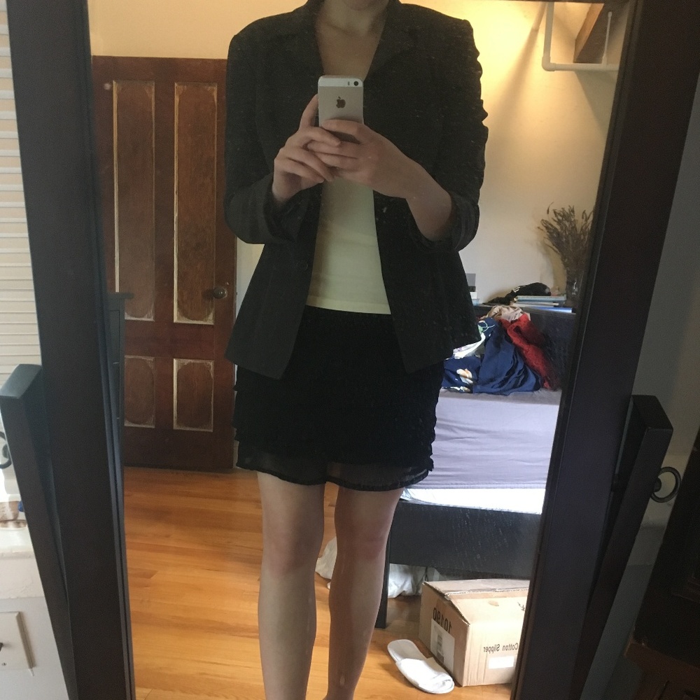 BLACK LAYERED MINI SKIRT